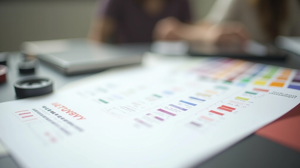 Digital workspace showing illustration style guide document with color swatches, stroke weight specifications, and consistent icon proportions